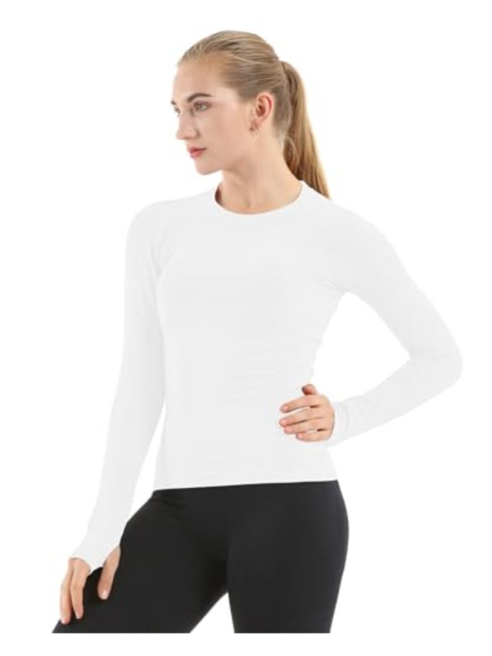 Seamless Workout Shirt Long Sleeve Yoga Top Thumb Holes Mesh